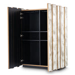 Close-up of Bar Cabinet Nottingham highlighting Brass, Glass and Antique Mirror Glass, Brushed Brass (Image 10)