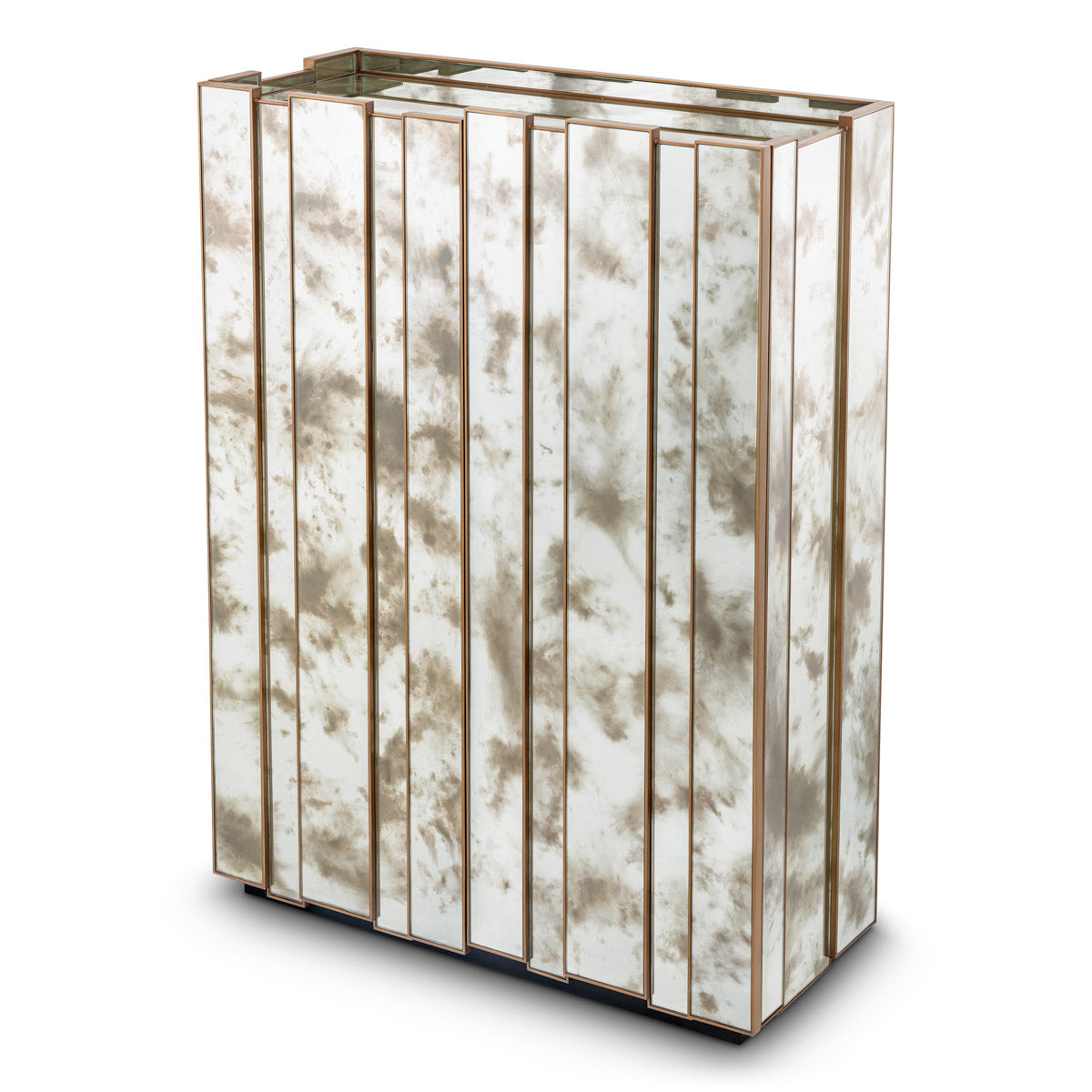 Alternate perspective of Bar Cabinet Nottingham — Antique Mirror Glass, Brushed Brass finish (Image 6)