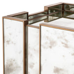 Close-up of Nightstand Nottingham Left highlighting Brass, Glass and Antique Mirror Glass, Brushed Brass (Image 10)