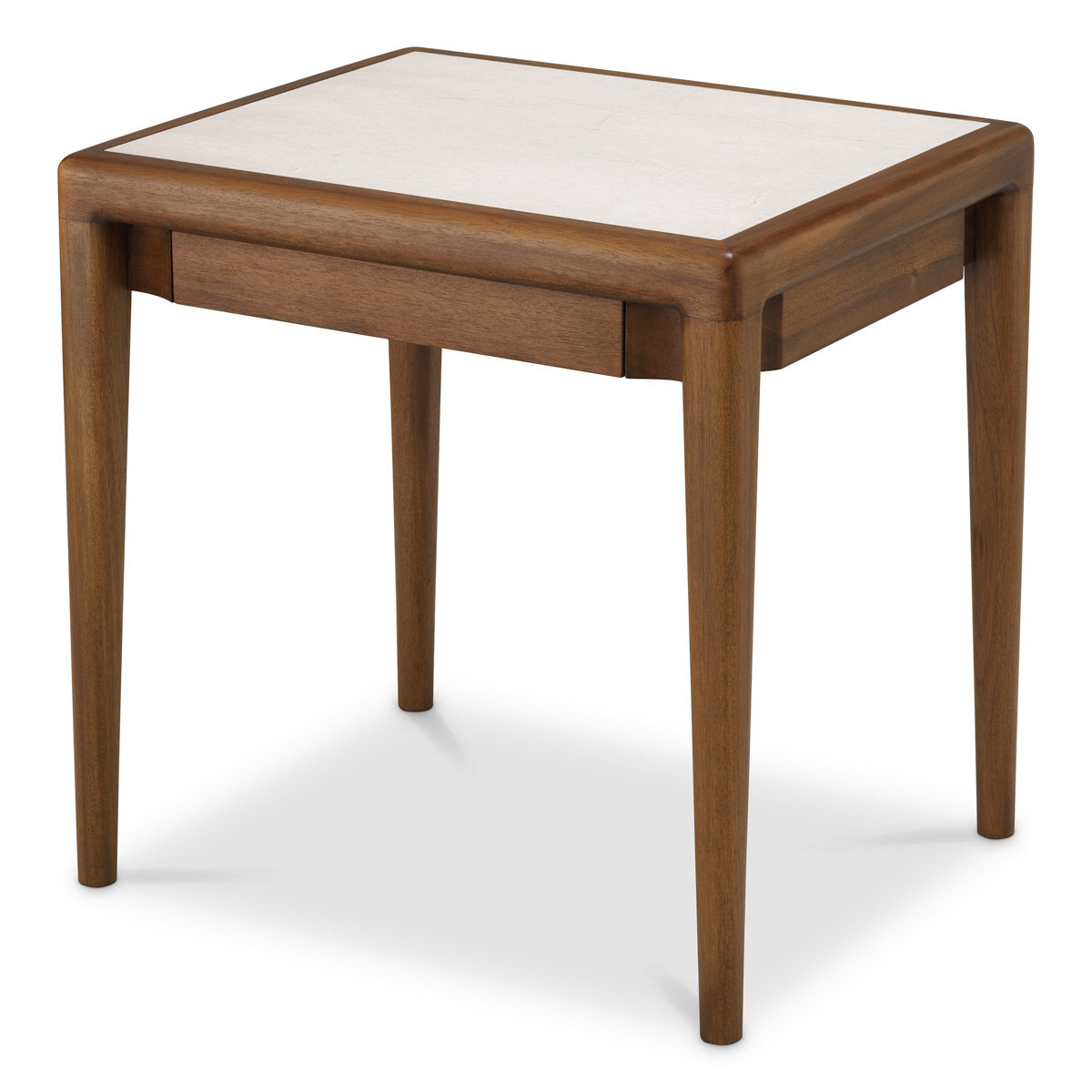 Side table Hensley by Eichholtz in a styled setting — Mahogany Wood, Caramel, Beige Marble (Image 4)