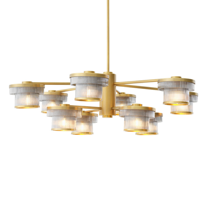 Eichholtz Chandelier Andromeda — Antique Brass, Smoke Glass hero image (Image 1)