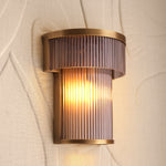 Close-up of Wall Lamp Andromeda highlighting Brass, Glass and Antique Brass, Smoke Glass (Image 10)