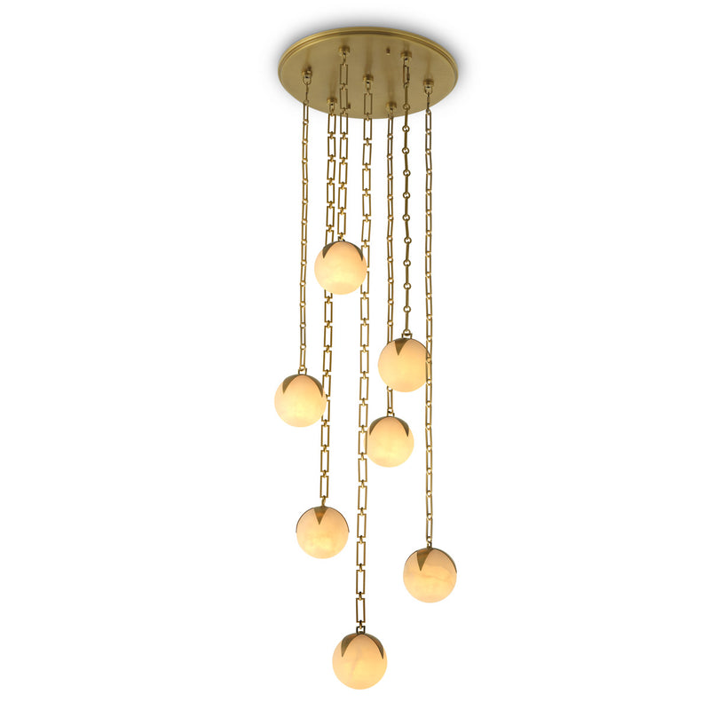 Eichholtz Chandelier Alesa L — Antique Brass, Alabaster hero image (Image 1)