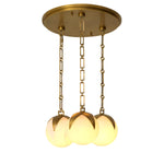 Alternate perspective of Chandelier Alesa S — Antique Brass, Alabaster finish (Image 6)