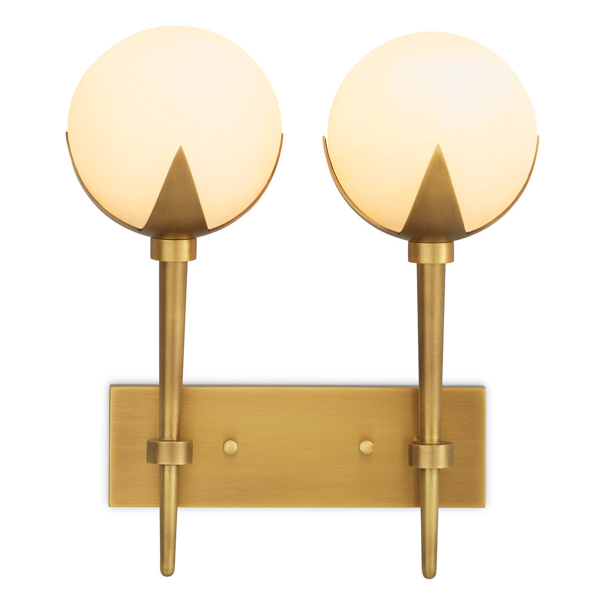 Close-up of Wall Lamp Alesa Double highlighting Brass, Alabaster and Antique Brass, Alabaster (Image 2)