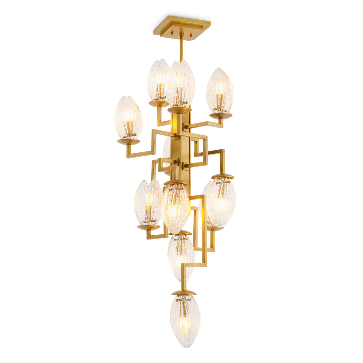 Eichholtz Chandelier Persephone — Antique Brass, Clear Glass hero image (Image 1)