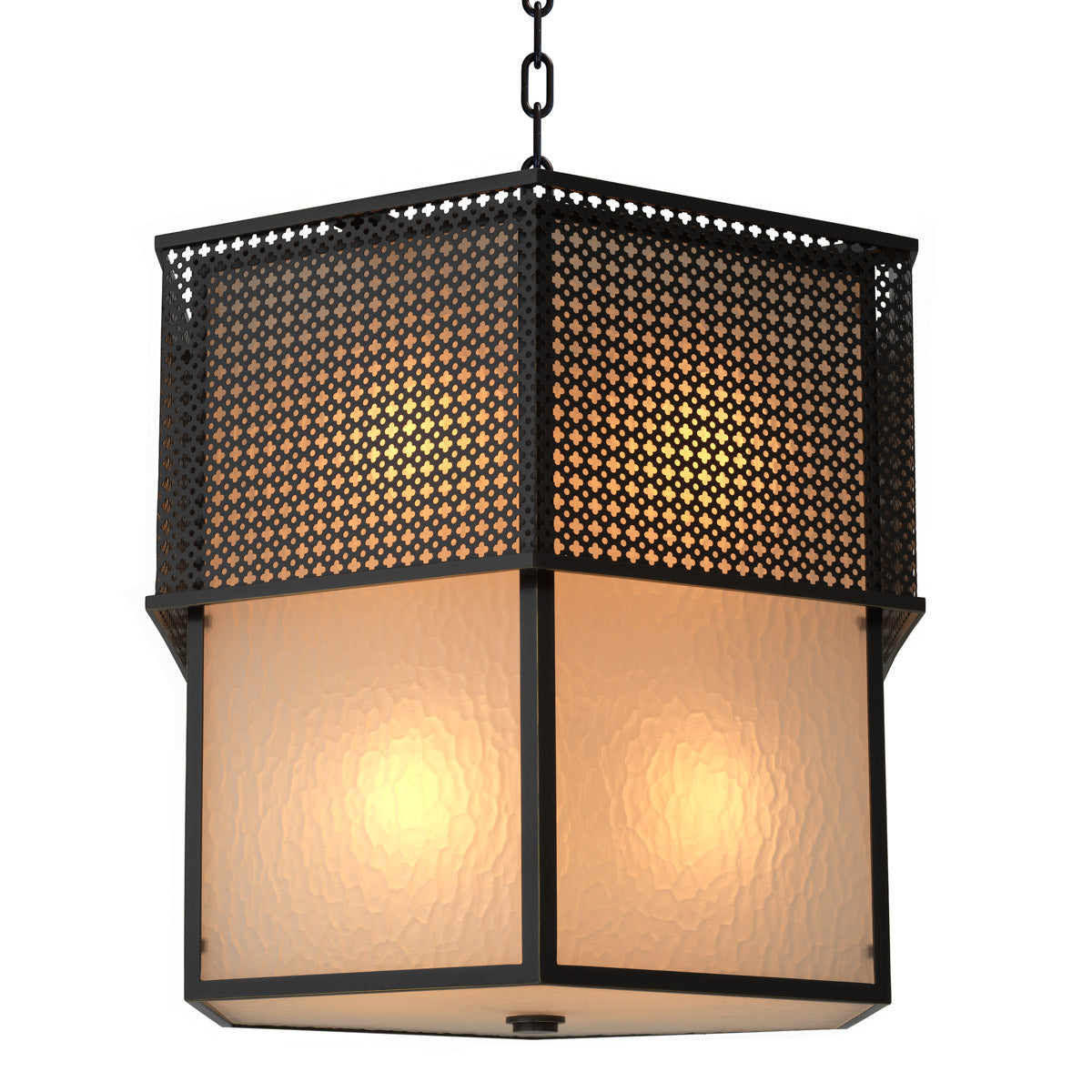 Close-up of Chandelier Minerva highlighting Bronze, Glass and Bronze Highlight, Frosted Glass (Image 2)