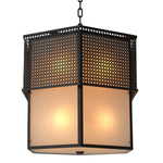 Close-up of Chandelier Minerva highlighting Bronze, Glass and Bronze Highlight, Frosted Glass (Image 2)