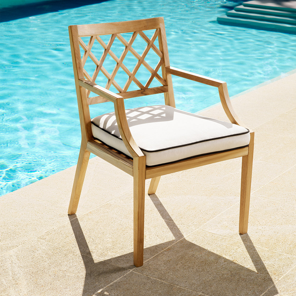 Outdoor Dining Chair Paladium with arm Natural teak | sunbrella canvas 100% solution-dyed acrylic Outdoor 120320 3