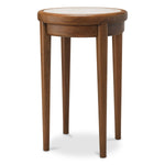 Eichholtz Side table Hensley Round — Mahogany Wood, Caramel, Beige Marble hero image (Image 1)