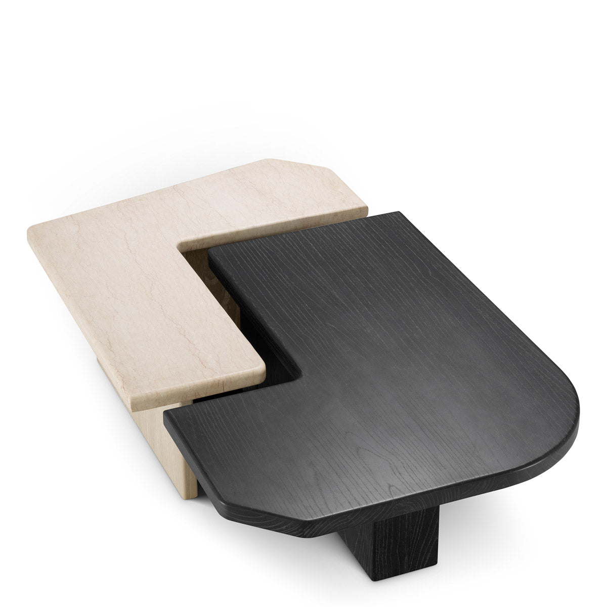 Lifestyle angle of Coffee Table Yardham with refined Travertine, Charcoal Grey Oak Veneer tones (Image 8)