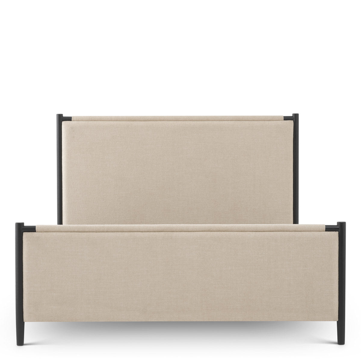 Bed Frame Bellingham King size by Eichholtz in a styled setting — Black, Renato Ecru Fabric (Image 4)