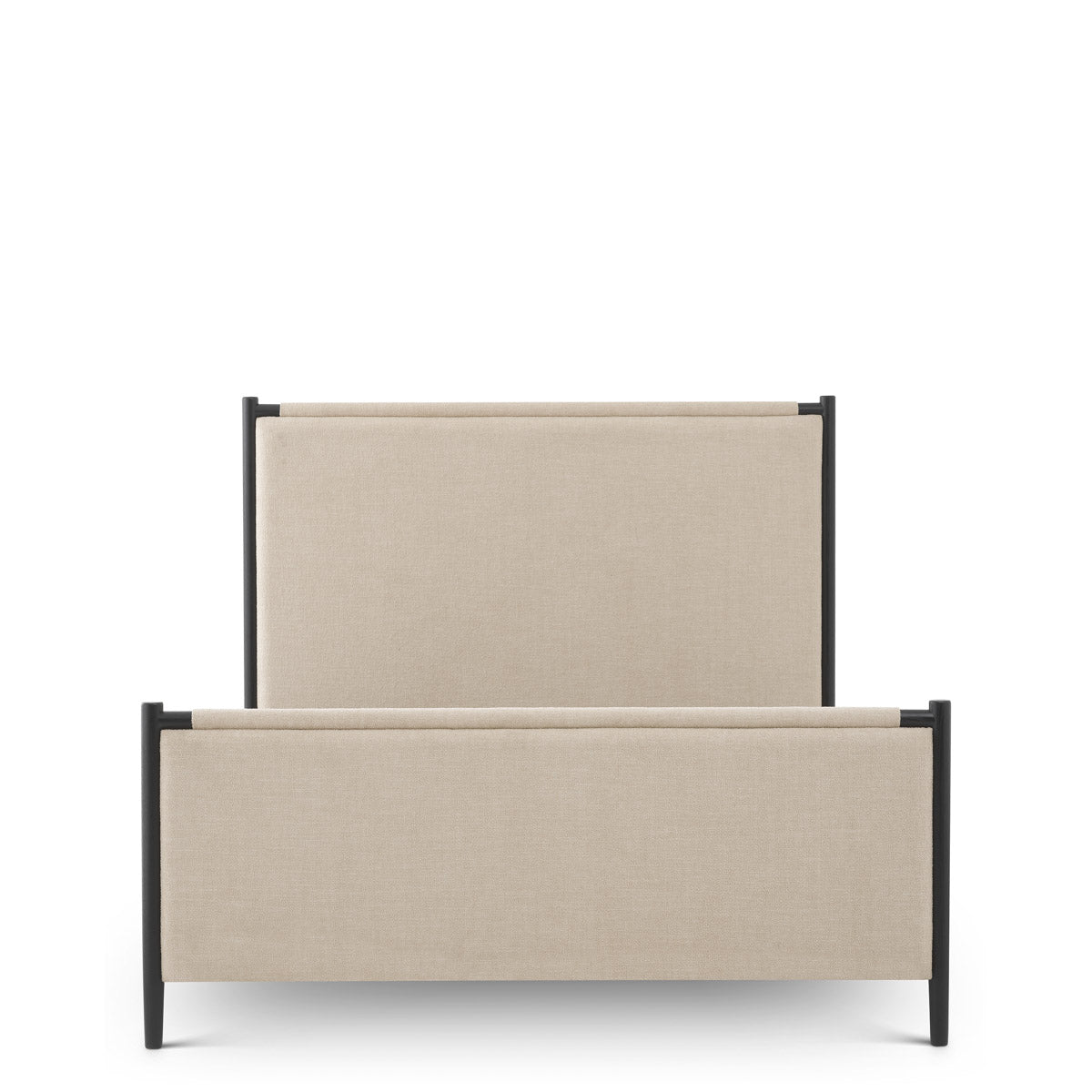 Bed Frame Bellingham Queen size by Eichholtz in a styled setting — Black, Renato Ecru Fabric (Image 4)