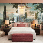 Lifestyle angle of Chandelier Erika L with refined Antique Brass, Clear Glass tones (Image 8)