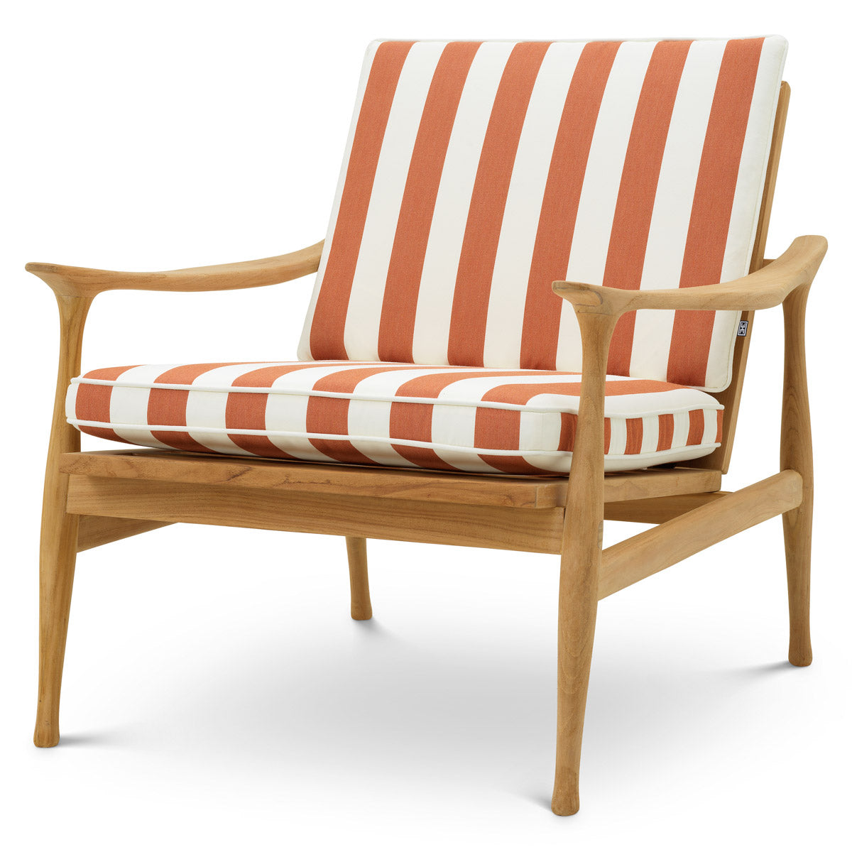 Eichholtz Outdoor Chair Manzo — Natural Teak, Florent Orange hero image (Image 1)