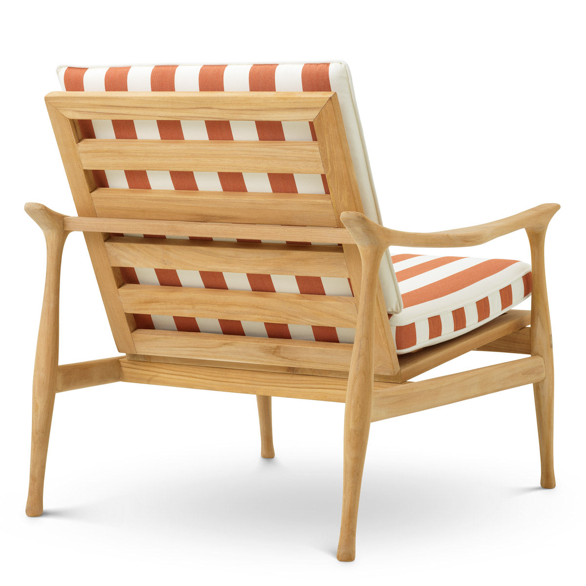 Alternate perspective of Outdoor Chair Manzo — Natural Teak, Florent Orange finish (Image 6)