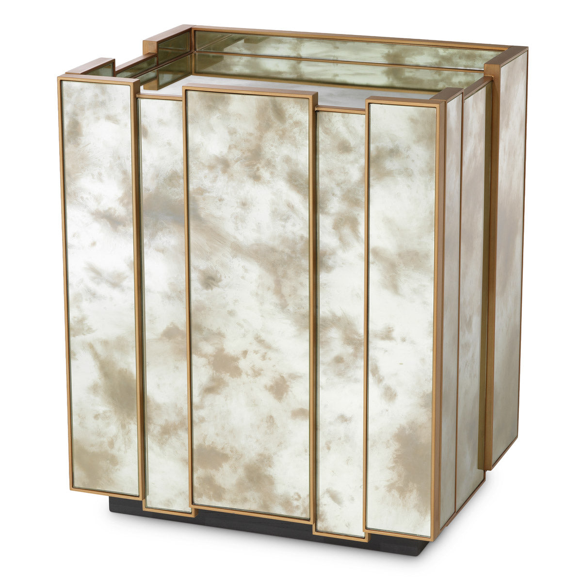 Eichholtz Nightstand Nottingham Right — Antique Mirror Glass, Brushed Brass hero image (Image 1)