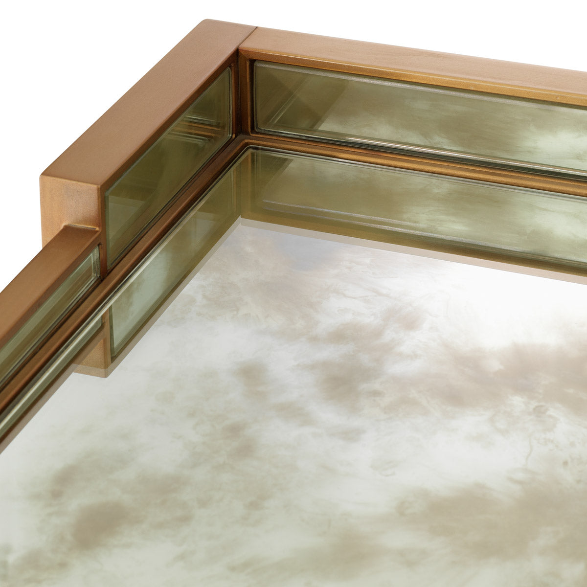 Alternate perspective of Nightstand Nottingham Right — Antique Mirror Glass, Brushed Brass finish (Image 6)