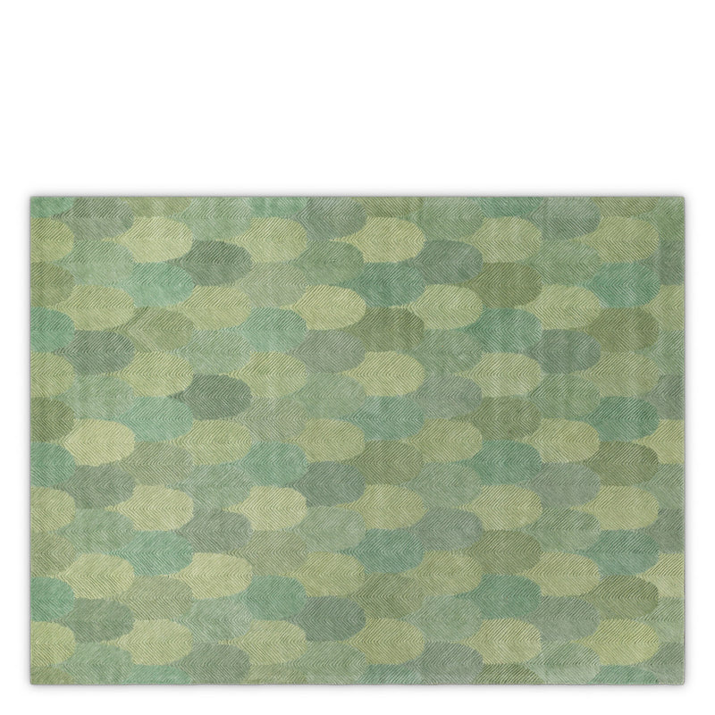 Close-up of Rug Mayfield 118.11" X 157.48" highlighting Fabric and Green, Hand Tufted, 100% Wool Pile (Image 2)