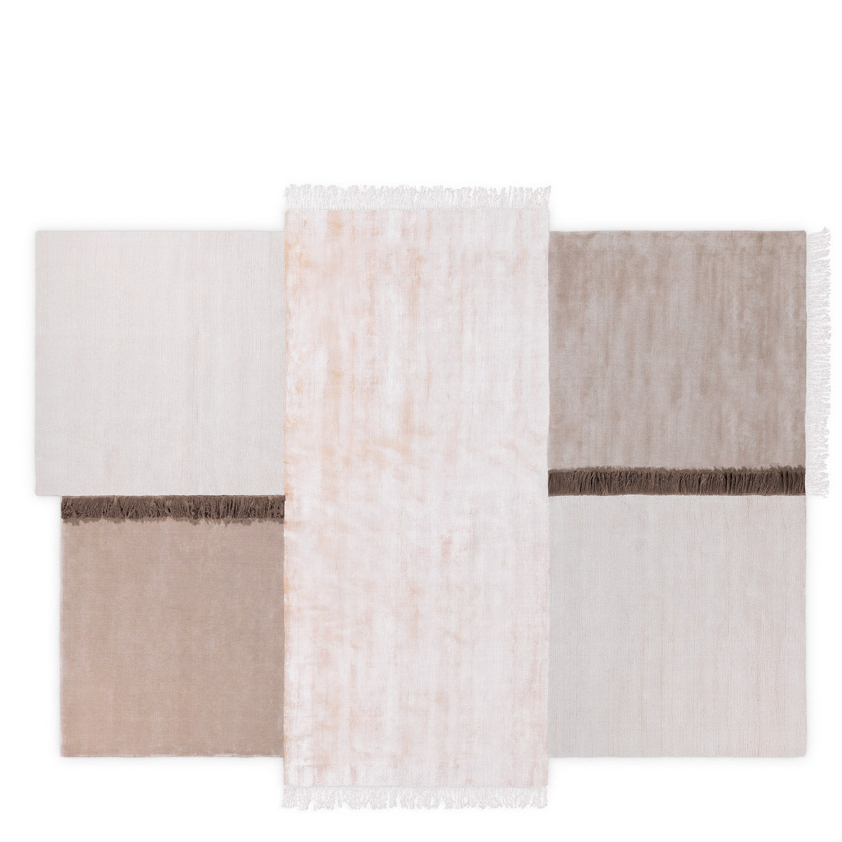 Close-up of Rug Blakemore 118.11" X 157.48" highlighting Fabric and Beige, Grey, Hand Woven, 60% Tencel, 25% Wool, 15% Cotton (Image 2)