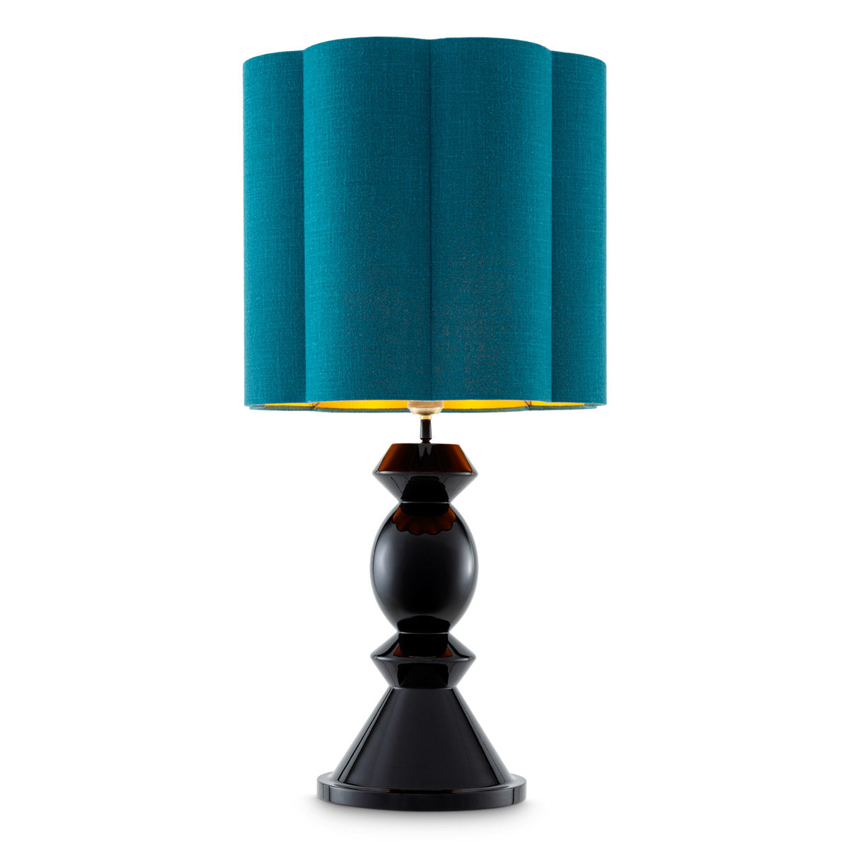 Table Lamp Dionne by Eichholtz in a styled setting — Piano Black, Turquoise Shade (Image 4)