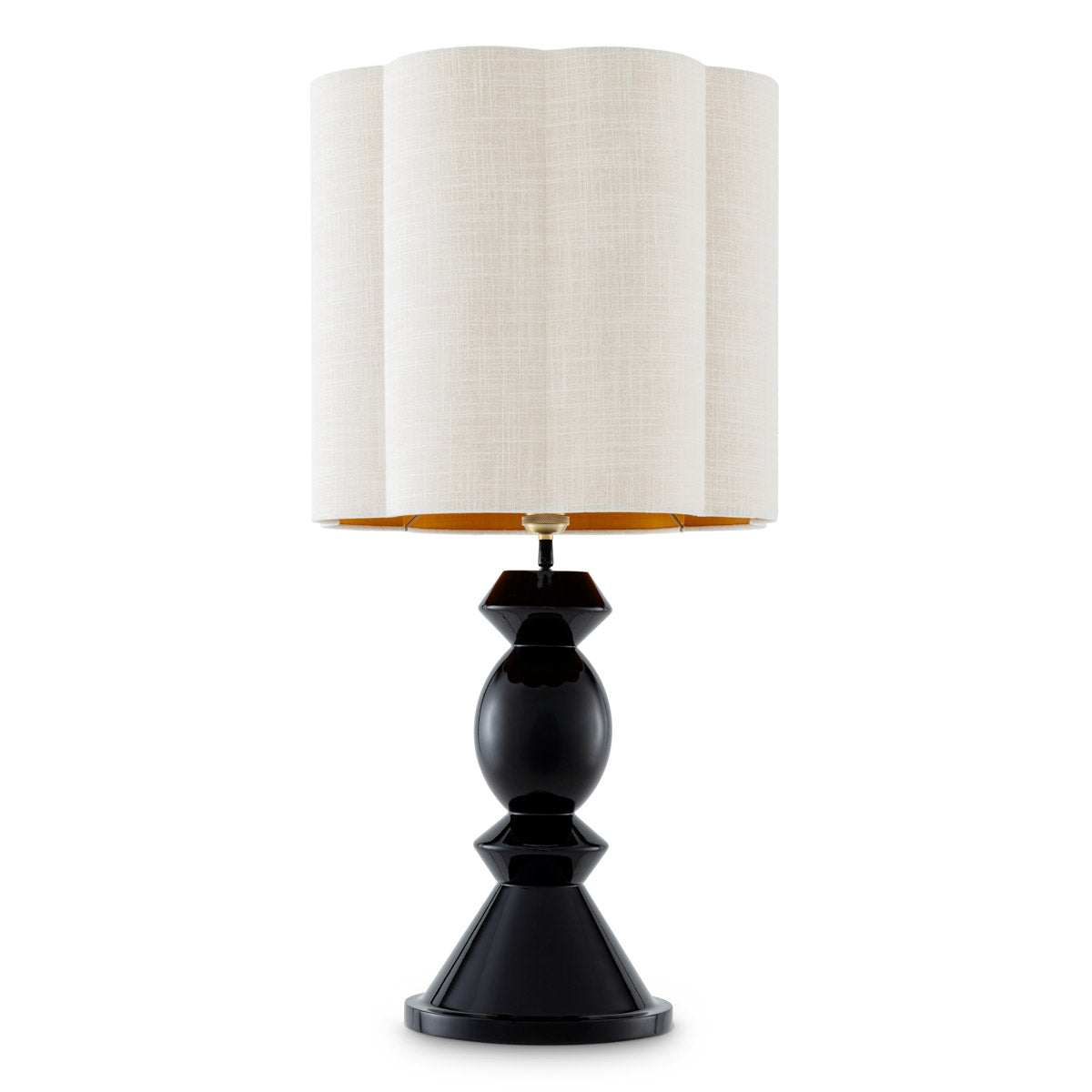 Close-up of Table Lamp Dionne highlighting premium materials and Piano Black, White Shade (Image 2)