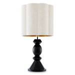 Close-up of Table Lamp Dionne highlighting premium materials and Piano Black, White Shade (Image 2)