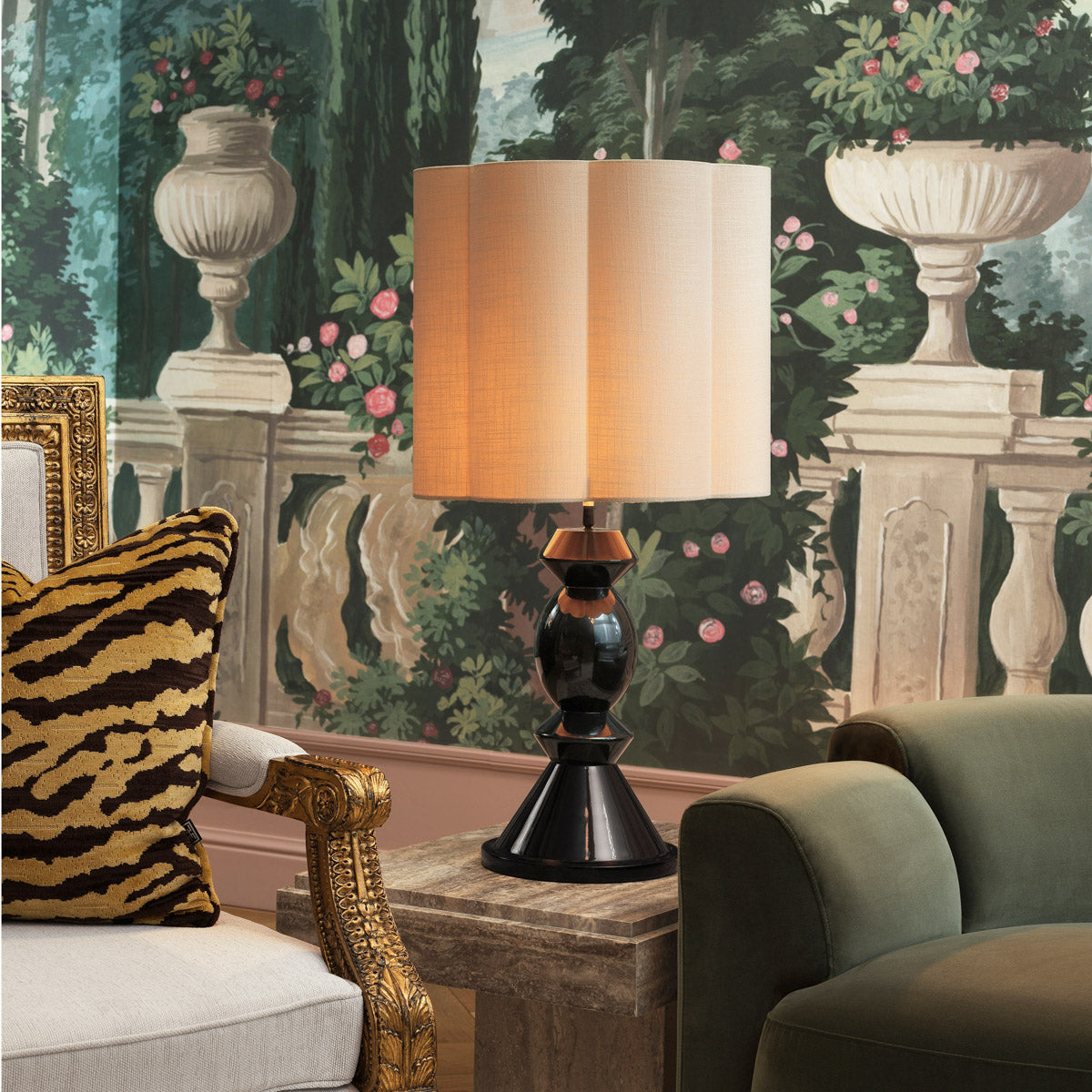 Eichholtz Table Lamp Dionne — Piano Black, White Shade hero image (Image 9)