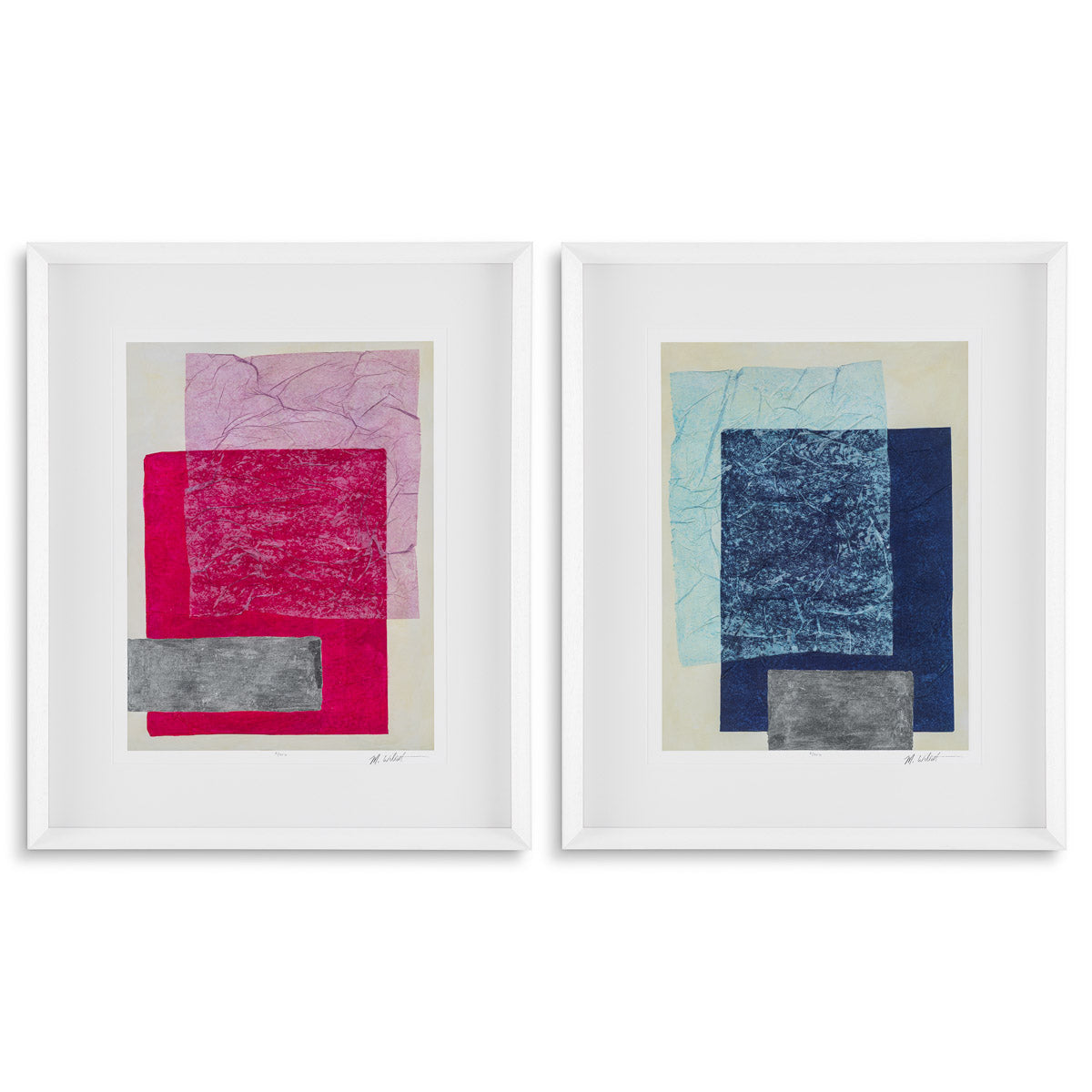 Eichholtz Prints Paper Colorfields by Michael Willett set of 2 — White Frame, Clear Glass hero image (Image 1)