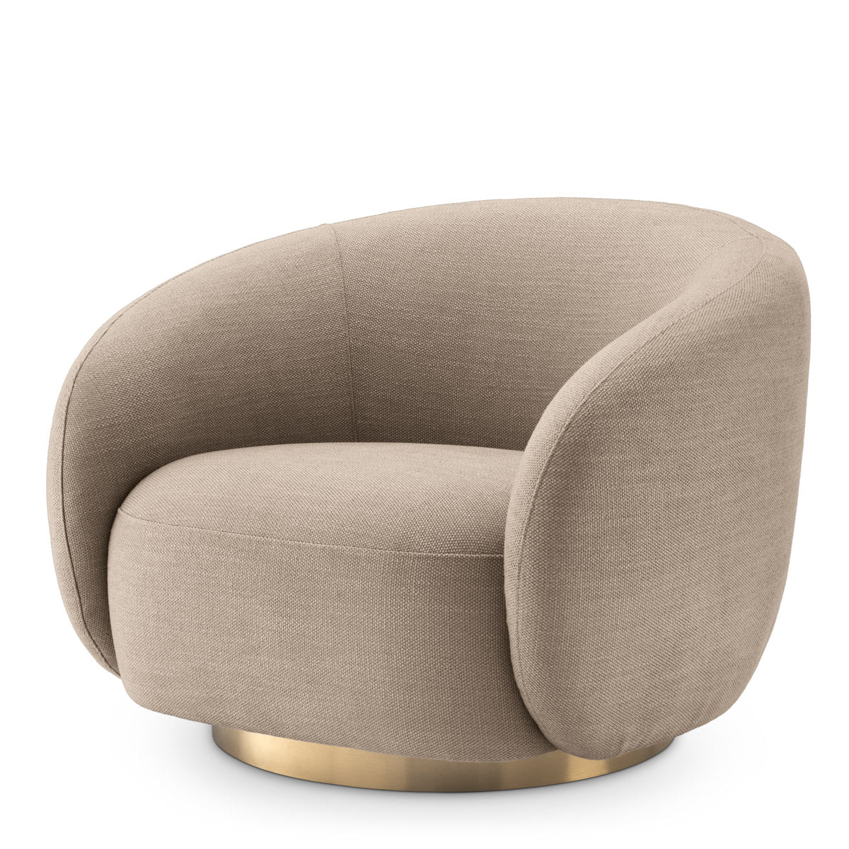 Eichholtz Swivel Chair Brice — Avalon Sand, Brushed Brass Swivel Base hero image (Image 1)