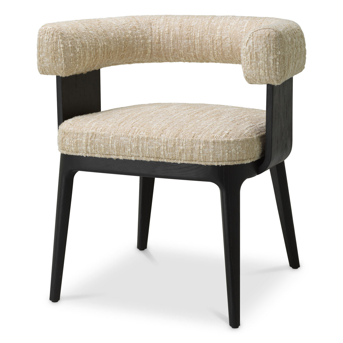 Eichholtz Dining Chair Dubois — Black Oak Veneer, Bouclé Sonata Cream hero image (Image 1)