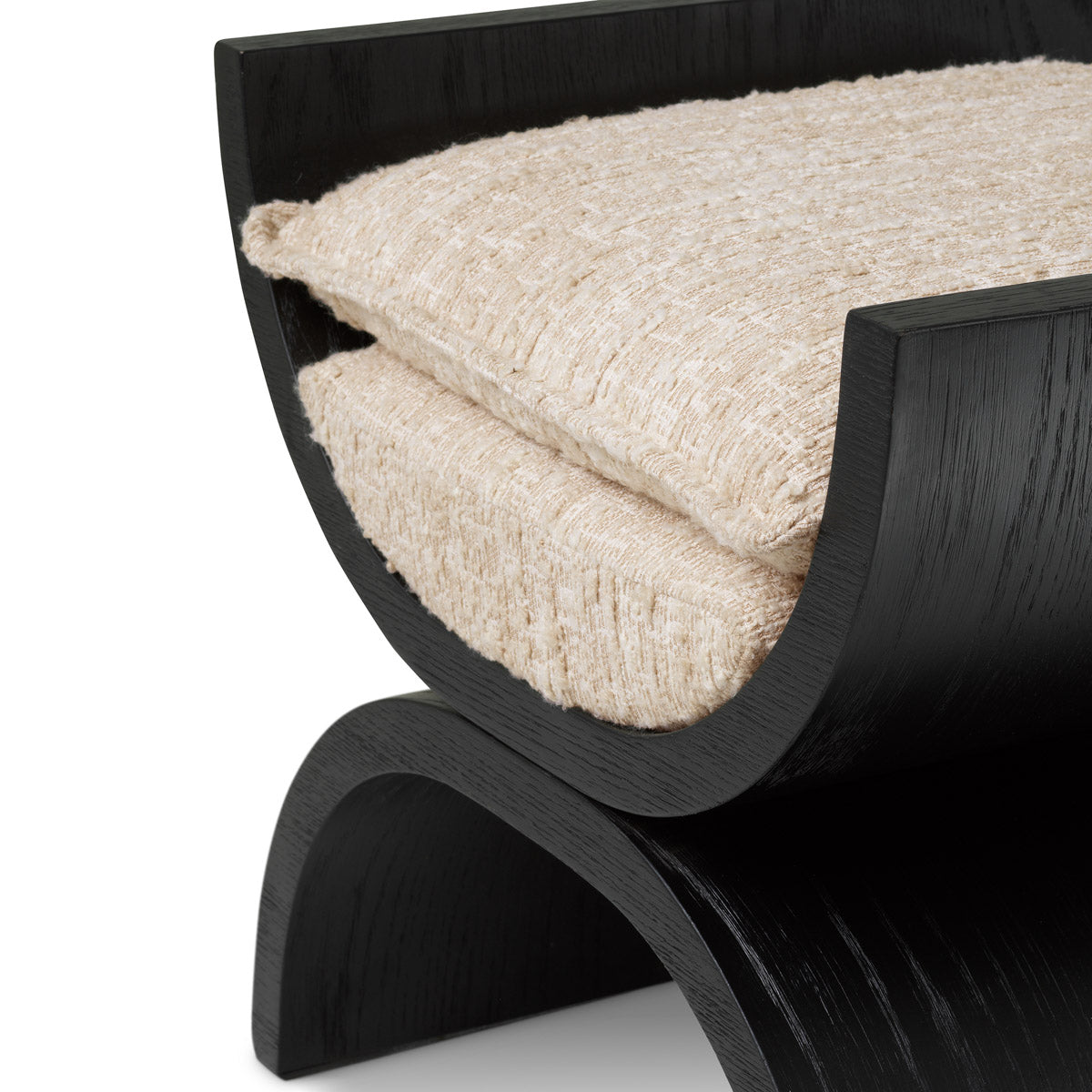 Alternate perspective of Stool Claybourne — Black Oak Veneer, Bouclé Sonata Cream finish (Image 6)