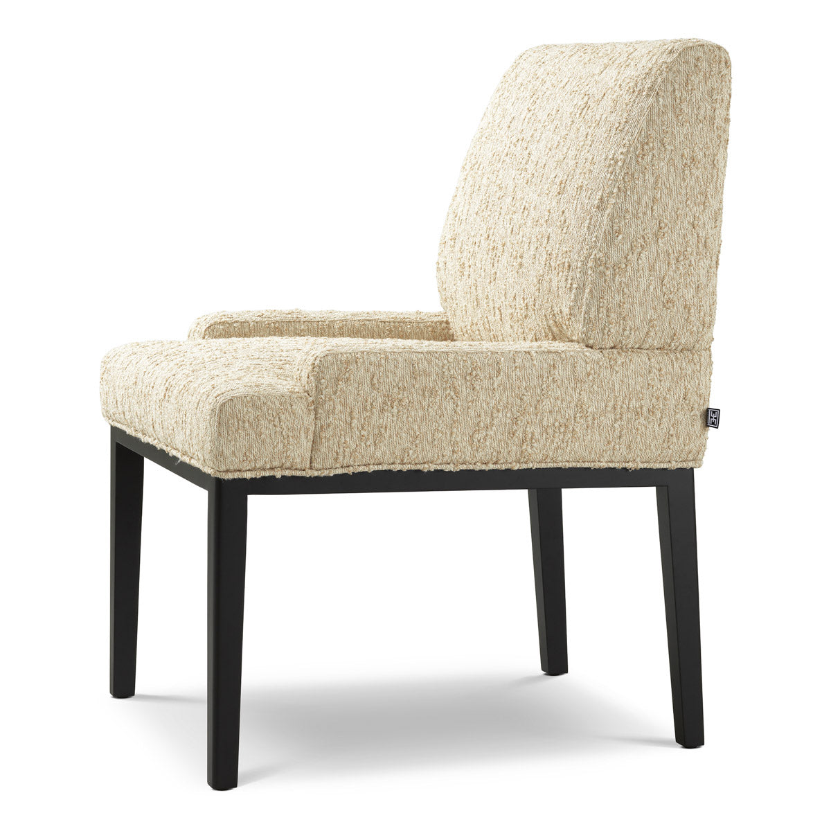 Dining Chair Bromley with arm by Eichholtz in a styled setting — Black, Arden Natural (Image 4)