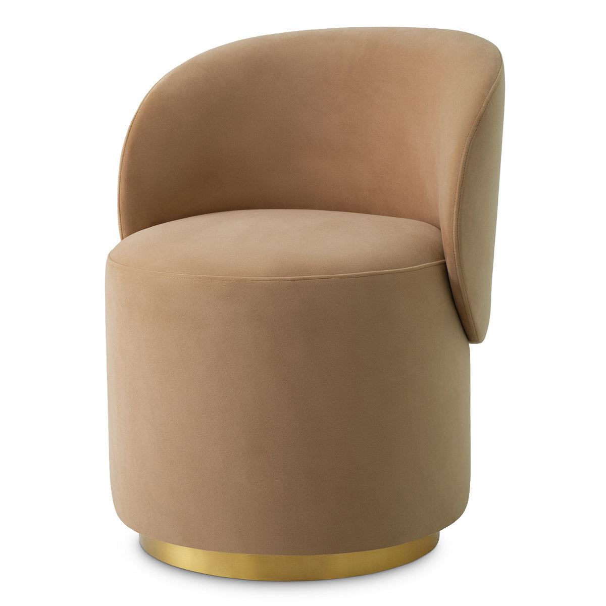 Eichholtz Dining Chair Greer — Savona Camel, Brushed Brass Swivel Base hero image (Image 1)