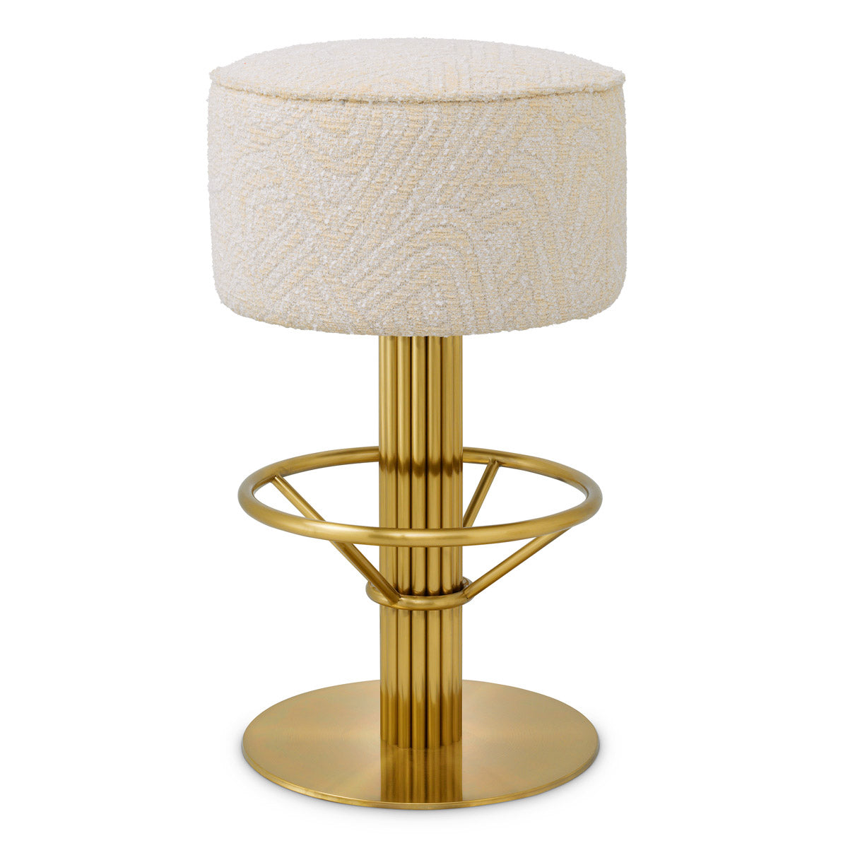 Eichholtz Bar Stool Carleton — Brushed Brass, Camari Cream, Swivel Base hero image (Image 1)