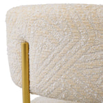 Close-up of Bar Stool Carleton with back highlighting Brass, Viscose, Linen, Polyester, Acrylic and Brushed Brass, Camari Cream, Swivel Base (Image 10)