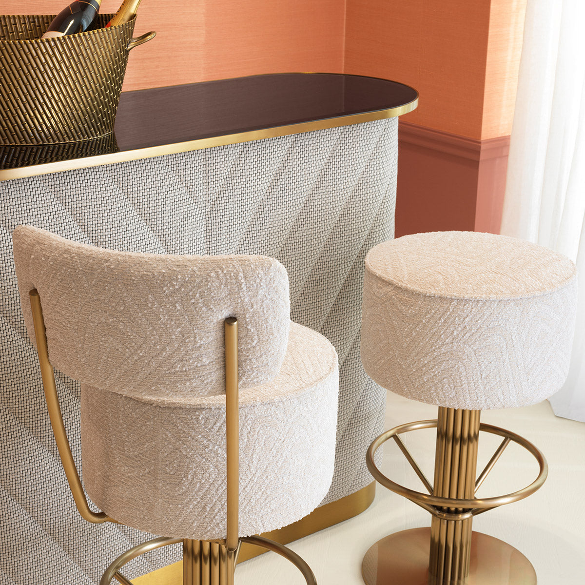 Angled view of Bar Stool Carleton with back showing proportions and detailing (Image 11)