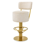 Eichholtz Bar Stool Carleton with back — Brushed Brass, Camari Cream, Swivel Base hero image (Image 1)