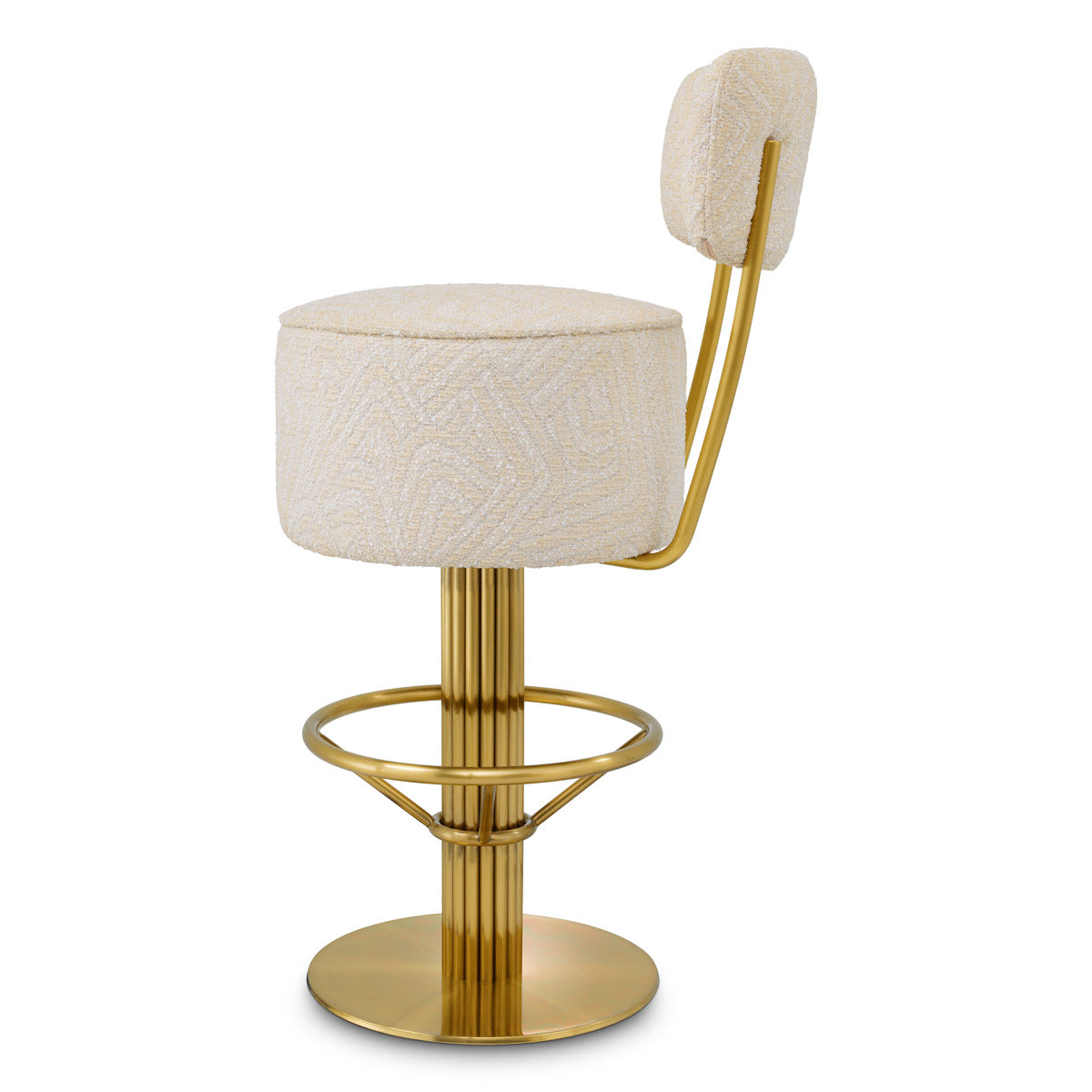 Packaging or detail view for Bar Stool Carleton with back — Brass, Viscose, Linen, Polyester, Acrylic & finish highlights (Image 7)