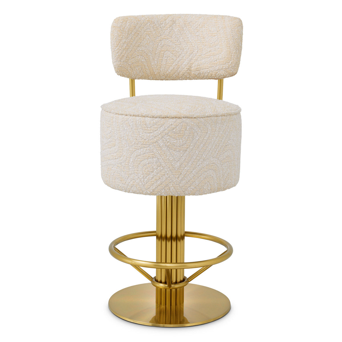 Detail shot of Counter Stool Carleton with back craftsmanship — Brass, Viscose, Linen, Polyester, Acrylic accents (Image 5)