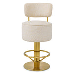 Detail shot of Counter Stool Carleton with back craftsmanship — Brass, Viscose, Linen, Polyester, Acrylic accents (Image 5)