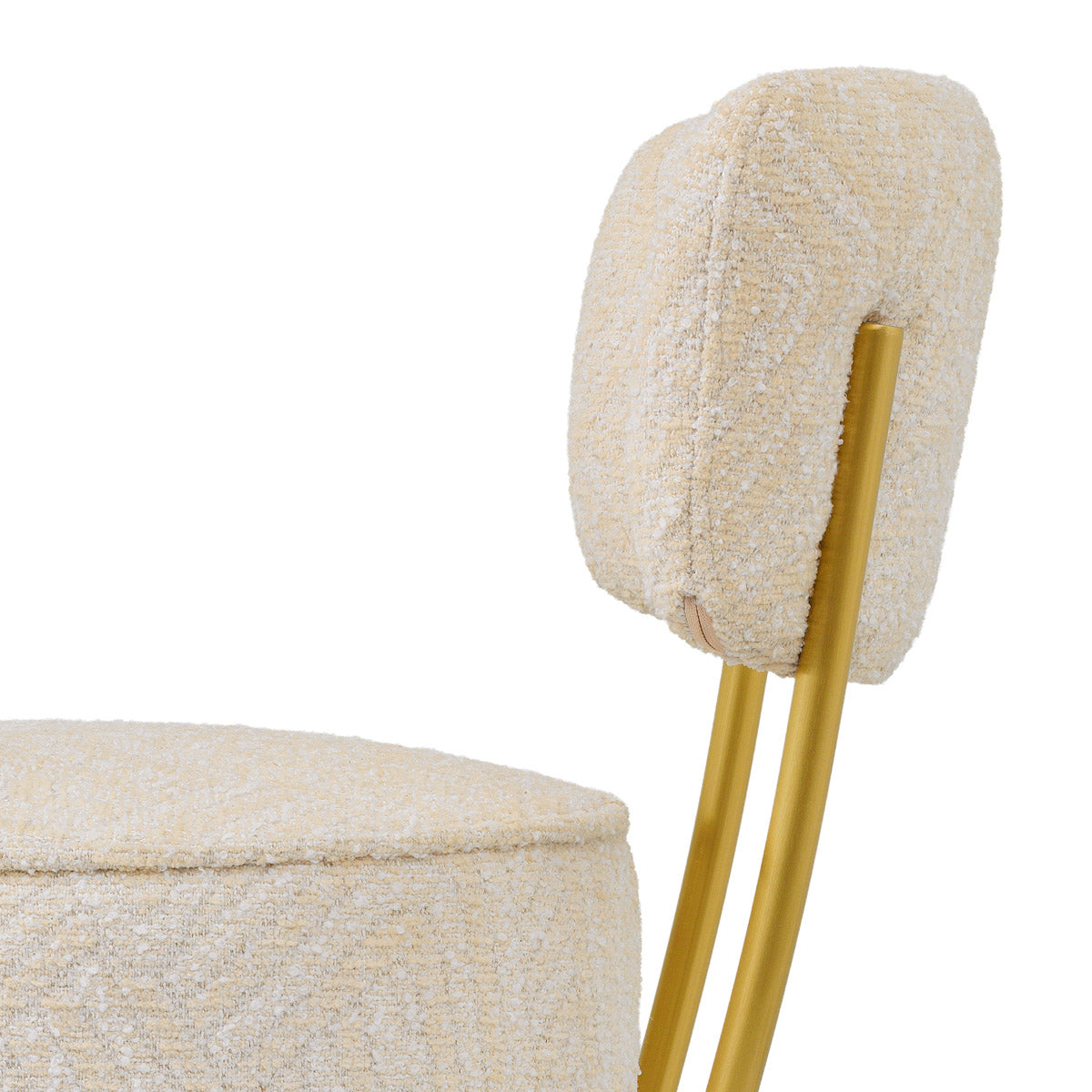 Lifestyle angle of Counter Stool Carleton with back with refined Brushed Brass, Camari Cream, Swivel Base tones (Image 8)