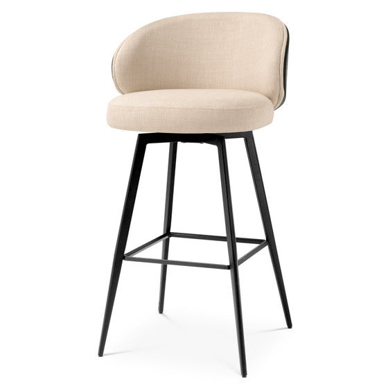 Bar Stool Camerota Scalea sand | black wooden back | black legs | swivel 100% polyester Chairs & Sofas A119050