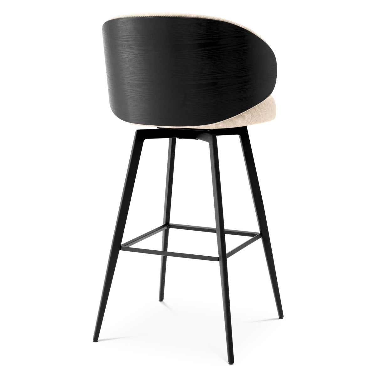 Bar Stool Camerota Scalea sand | black wooden back | black legs | swivel 100% polyester Chairs & Sofas A119050 5
