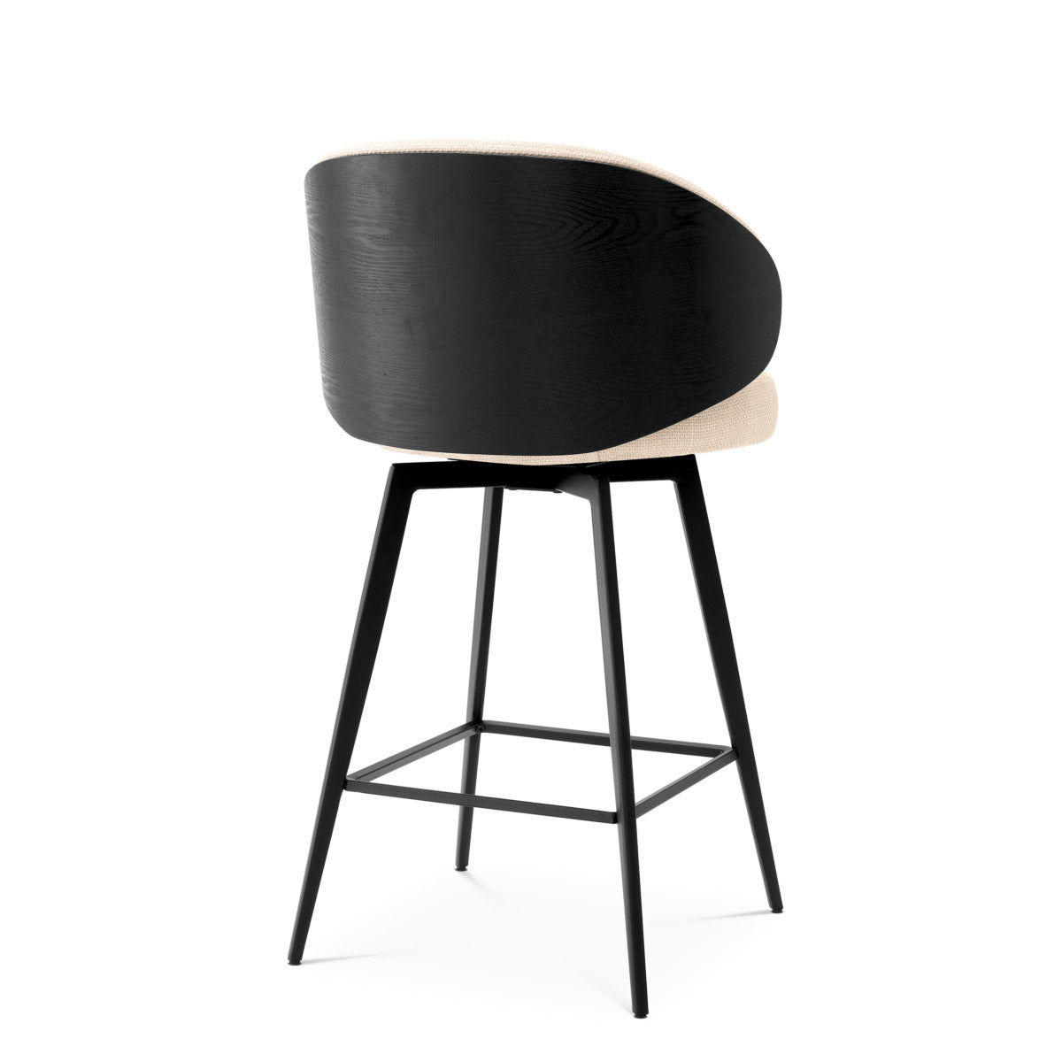Counter Stool Camerota Scalea sand | black wooden back | black legs | swivel 100% polyester Chairs & Sofas A119051 4