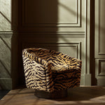 Swivel Chair Catene Tigris brown | brushed brass finish swivel base 85% viscose | 15% polyester Chairs & Sofas A119426 3