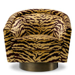 Swivel Chair Catene Tigris brown | brushed brass finish swivel base 85% viscose | 15% polyester Chairs & Sofas A119426 4