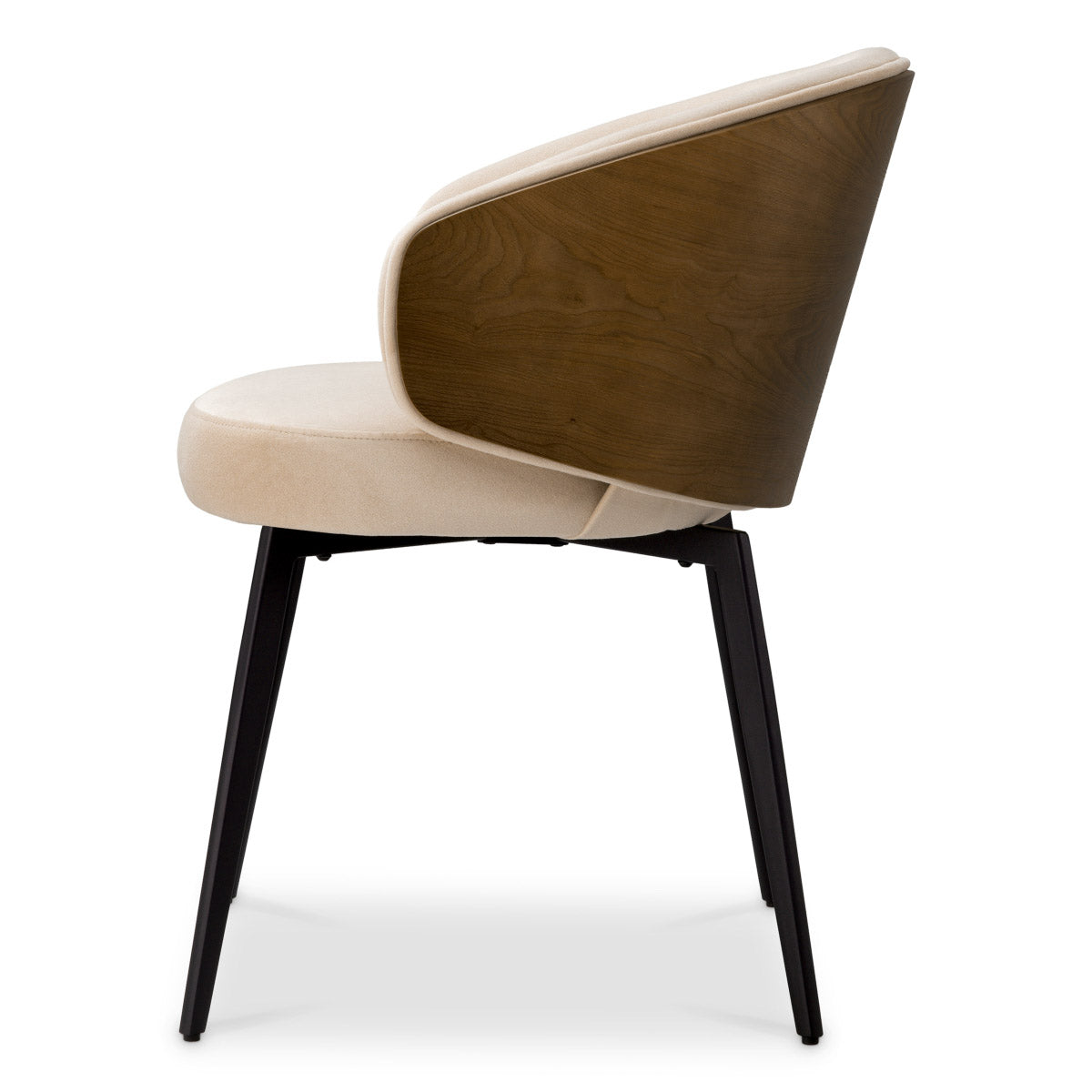 Dining Chair Camerota Sabino beige | walnut finish back | black legs 100% polyester Chairs & Sofas A119654 6