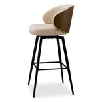 Bar Stool Camerota Sabino beige | walnut finish back | black legs | swivel 100% polyester Chairs & Sofas A119669 4