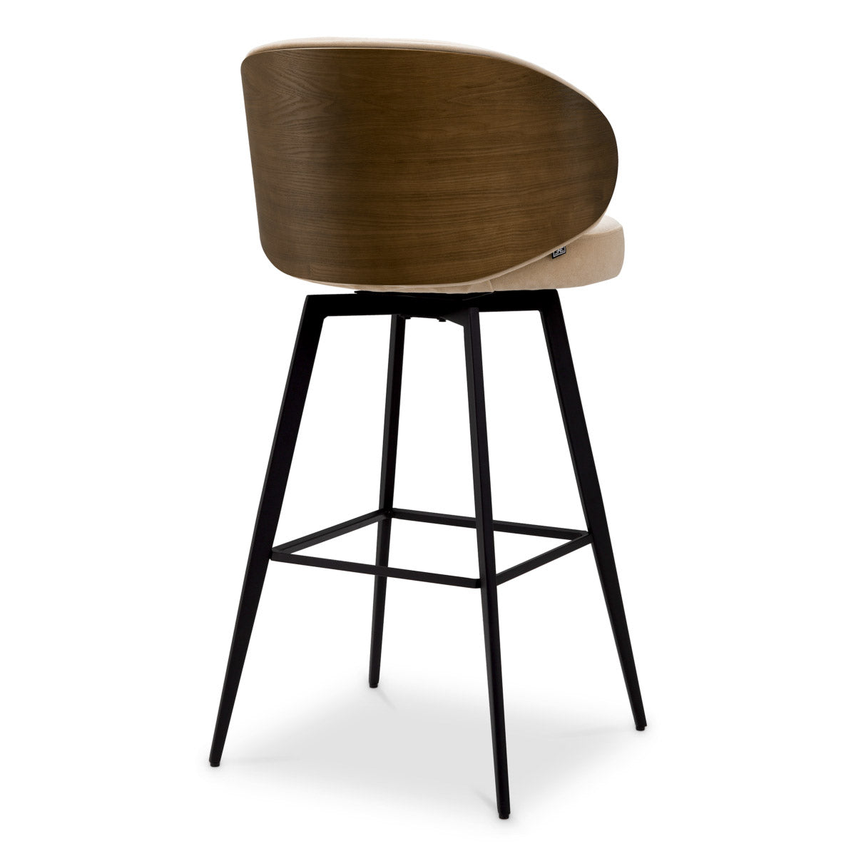 Bar Stool Camerota Sabino beige | walnut finish back | black legs | swivel 100% polyester Chairs & Sofas A119669 5
